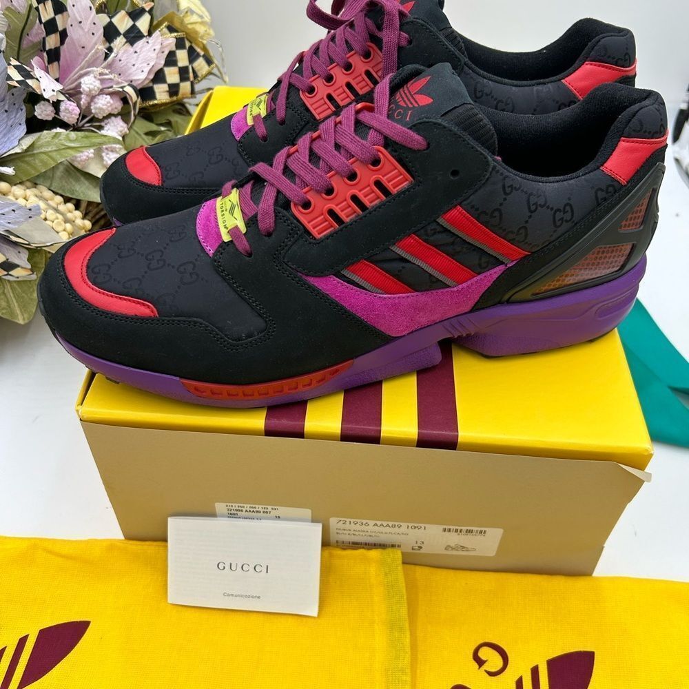 Men’s Gucci X Adidas ZX 8000 GG monogram sneakers size 13 made in Italy - Picture 5 of 11